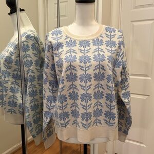 NWT Adrianna Papell Floral Jacquard Pullover Sweater